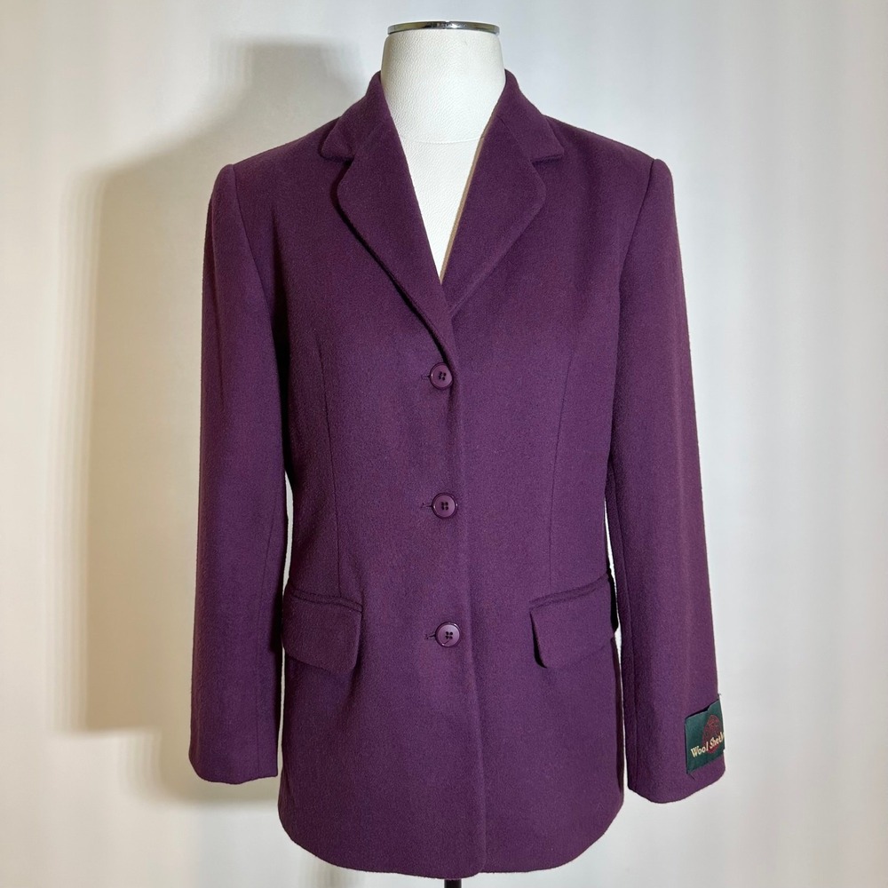 Vintage 90s Norm Thompson Wool Cashmere Blend Blazer Jacket Womens Size 6 Purple